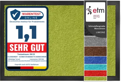 Produktbild von Fußmatte Monochrom rutschfeste waschbare Schmutzfangmatte Limone 60x90 cm