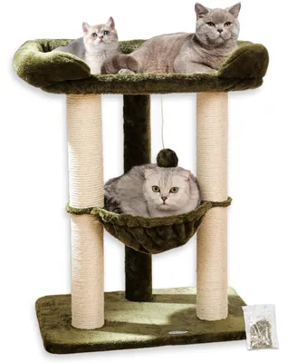 Productafbeelding van Kattenboom, 71 cm hoog, met een hoge sisal-krabpaal, een groot mand en een hangmat, geschikt voor grote katten