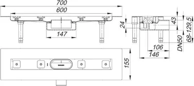 Obrázok produktu pre Dallmer sprchový žľab CeraLine Nano F 600 mm, DN 50