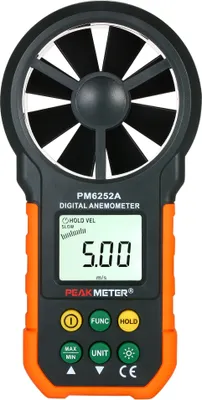 Obrázek produktu pro PEAKMETER Ruční anemometr Přenosný měřič rychlosti větru CFM Měřič větru Průtokoměr vzduchu Teploměr s LCD podsvícením pro sběr dat o počasí Venku Plachtění Surfování Rybaření