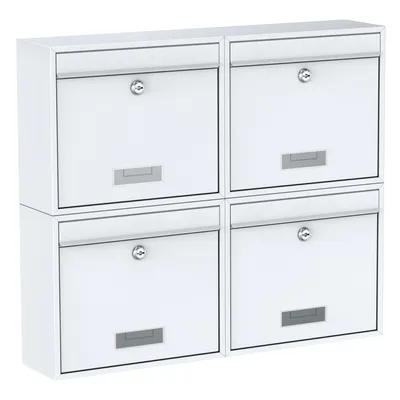 Produktbild von BASI - Briefkasten - SET - 4x BK 900 - Stahl Weiß - 4x2170-0662