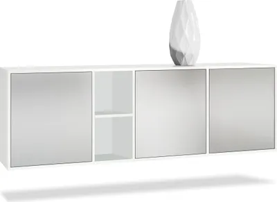 Produktbild von Vladon Kommode Cuba, Germany, Weiß matt/Hellgrau seidenmatt - Modernes Sideboard für Ihr Wohnbereich - (BxHxT) 182x53x35 cm