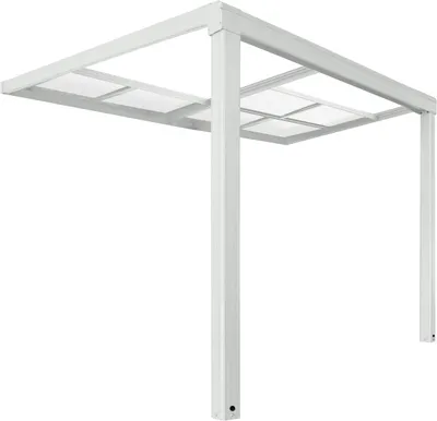 Produktbild von HOME DELUXE - Terrassenüberdachung SOLIS DELUXE - Weiß, 290 x 295 x 233 / 272 cm - inkl. Schiebedachfunktion - inkl. Hohlkammerplatten, Montagematererial I Pergola Überdachung Terrassendach