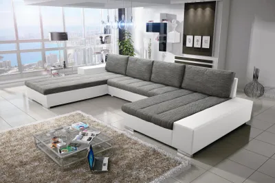 Produktbild von Sofa Couchgarnitur VERONA U Couch Sofagarnitur U Wohnlandschaft mit Schlaffunktion und Bettkasten
