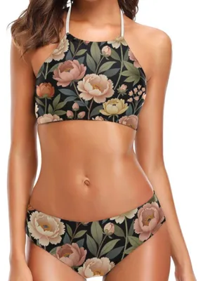 Imagen del producto de Conjunto de bikini de tirantes finos con estampado floral