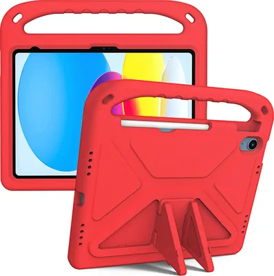 Produktbild von Hülle für Apple iPad (2025) 11"/iPad 11th A16, Leichte Stoßfeste Eva Kinder Schutzhülle mit Griff und Faltbarem Ständer Rot
