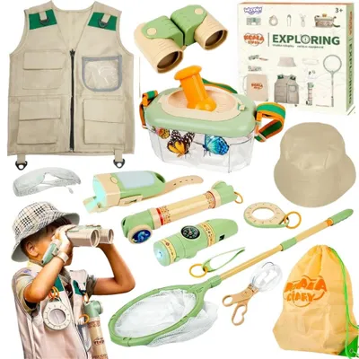 Produktbild von Woopie Discovery Entdecker-Set: Fernglas, Kompass, Insektennetz, Schmetterlinge, Taschenlampe