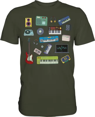 Produktbild von Retro Synthesizer Gitarre Musikproduzent T-Shirt – Urban Khaki / 3XL