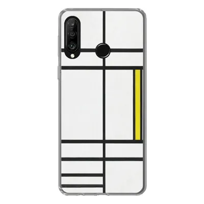 Produktbild von MuchoWow® Handyhülle Schutzhülle Hülle für Huawei P30 Lite Komposition in Weiß, Rot und Gelb - Piet Mondrian Silikon Softcase Handy Hülle - Handyhülle