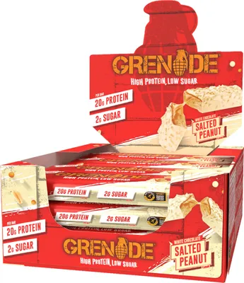 Produktbild von Grenade Protein Bar (12x60g) White Chocolate Salted Peanut - Riegel - Protein-Riegel