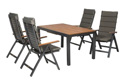 Produktbild von Merxx Gartenmöbel Set Astros 9tlg., 4 Klappsessel inkl. Auflagen, Ausziehtisch 150 (200) x 90 cm-Aluminium/Kunststoff