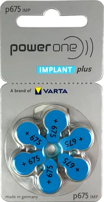 Produktbild von Varta Power One Implant Plus Cochlear Hörgerätebatterien 6er Blister PR44 Blau p675