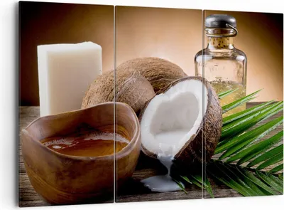 Produktbild von Bild auf Leinwand - Leinwandbild - Kokosnuss Öl Seife Handfläche - 165x110cm - Wand Bild - Wanddeko - Leinwanddruck - Bilder - Kunstdruck - Leinwand bilder - Wandkunst - CE165x110-2632