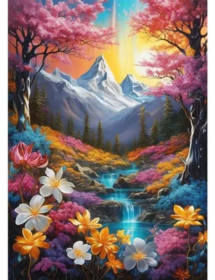 Image de Kit de peinture diamant 5D, paysage montagneux avec rivières, 30x40 cm, kit de mosaïque DIY, décoration murale