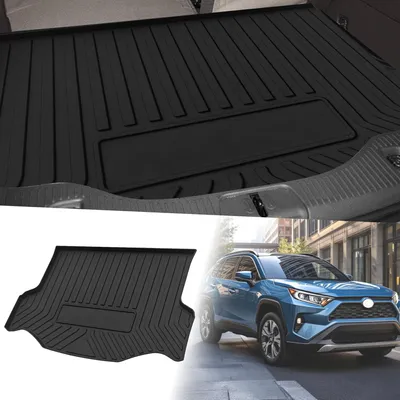 Produktbild von Flache Gesichtsladeflächen-Kofferraummatte Kofferraum-Laderaumkofferraummatte Streifen- und Dreiecksmuster für Toyota RAV4 2013-2019 rutschfest
