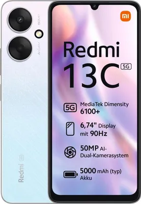 A marketing image of a smartphone, showing its features and specifications.