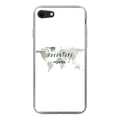 Produktbild von MuchoWow® Handyhülle Schutzhülle Hülle für iPhone 7 Weltkarte - Grau - Zitate Silikon Softcase Handy Hülle - Kartenhalter