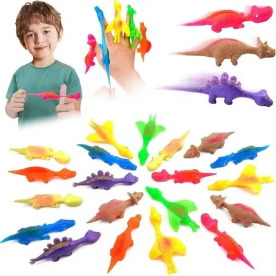 Produktbild von 20 Stück Flugdinosaurier Finger Spielzeug für Kinder - gummierte Finger fliegende Dinosaurier Spielzeug für Dinosaurier Partybeutel