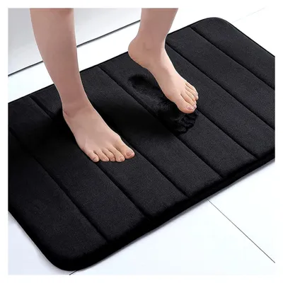 Produktbild von Memory Foam Badezimmer Badteppich Saugfähige Rutschfester Badvorleger Waschbar Badematte - 41 x 61 cm, Schwarz