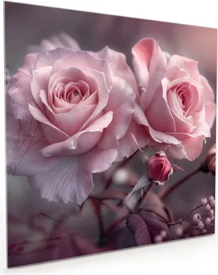 Produktbild von Küchenrückwand Spritzschutz Glas mit Motiv Romantische Rosen 40 x 40 cm