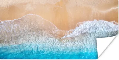 Produktbild von MuchoWow® Poster Strand - Meer - Sand - Sommer - Blau - Wellen 150x75 cm - ohne Rahmen