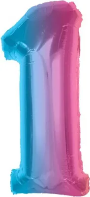 Obrázok produktu pre #BFC34 Inteligentný fóliový balón, číslo 1, dúhový, 92 cm