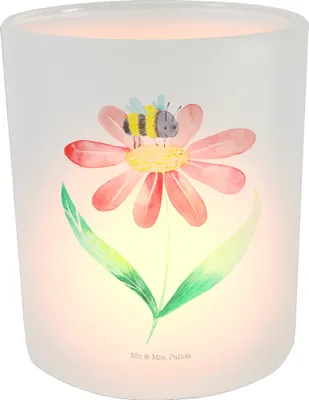 Produktbild von Mr. & Mrs. Panda Kerzenhalter Glas Hummel Blume - Transparent - Geschenk, Flauschig, Windlicht, Teelicht, Lustige Sprüche, Hummeln, Biene, Kerzenglas, aus, Wespe