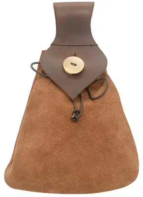Produktbild von Mittelalterliche Gürteltasche aus Leder und Wildleder mit Hornknopf-Verschluss - Braun
