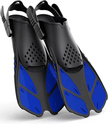 Image de Palmes de natation - talon ouvert réglable - pour la natation et la plongée chez les adultes - bleu - M (37-41)