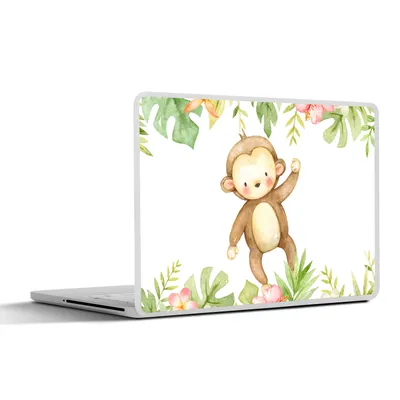 Produktbild von MuchoWow® Laptop Aufkleber Sticker Cover Affe - Dschungel - Aquarell 31x22.5 cm - Laptop-Deko