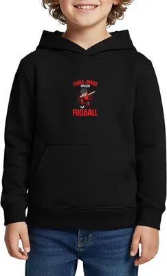 Produktbild von Spreadshirt Coole Jungs spielen Fußball Dab Kinder Premium Hoodie, 122/128 (6 Jahre), Schwarz