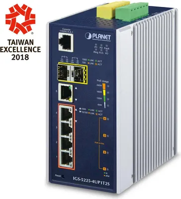 Obrázek produktu pro PLANET IGS-5225-4UP1T2S, Řízený, L2+, Gigabit Ethernet (10/100/1000), Plně duplexní režim, Podpora napájení po Ethernetu (PoE), Montovatelné na zeď