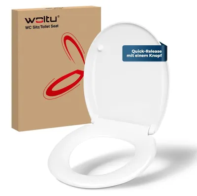 Produktbild von Toilettensitz Softclose - O-Form - Weiß - Duroplast - 175 kg belastbar - Schnell abnehmbar