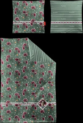 Produktbild von LOESCHEN Irisette Mako-Satin Bettwäsche-Garnitur Playa 8580  Farbe grün  155x200+80x80cm