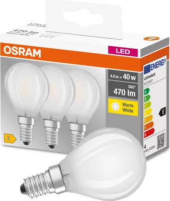 Produktbild von OSRAM LED Filament Tropfen E14 4W 470lm 2.700K matt 3er