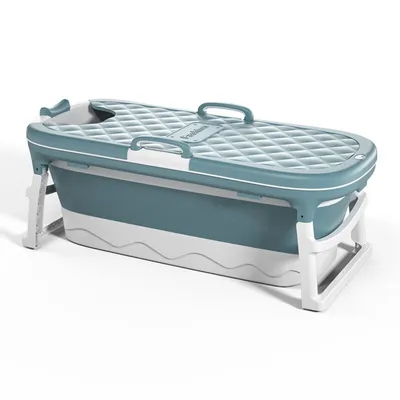 Zdjęcie produktu dla Wanna Składana Silikonowa Niebieska Przenośna Kąpiel Domowe SPA 136cm GOMEDIA