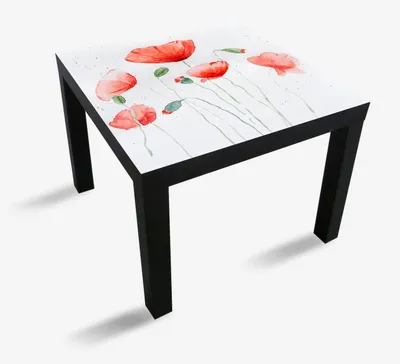 Produktbild von Wallario Möbeldesign / Aufkleber, geeignet für Ikea Lack Tisch - Mohnblumen in Aquarell in 55 x 55 cm