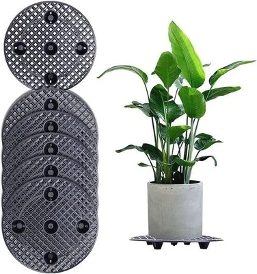 Produktbild von Pflanzenständer Set mit Drainagenetz - 6 Stück, Schwarz