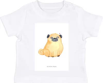 Produktbild von Mr. & Mrs. Panda  T-Shirt Mops 12. - 18. Monat - Weiß - Geschenk, Sprüche, Liebe, Baby, Babyshirt, Hundeliebe, Kinder Top, Shirt, Knuffig, Hund