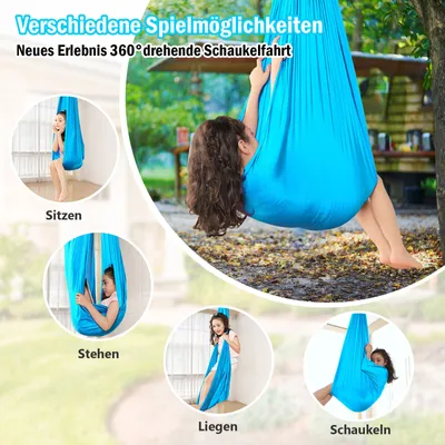 Produktbild von Kinder Schwingen Hängematte, Indoor Outdoor 360° Sensory Swing Elastisch Cuddle Schaukel für Kinder Jungen Mädchen mit Autismus ADHS SPD Asperger,Hellblau