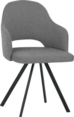 Produktbild von Refurbished Möbelretoure Esszimmerstuhl mit Armlehnen Stoffbezug dunkelgrau 4-Fuß-Gestell Metall schwarz JESSI