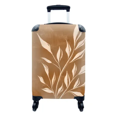 Produktbild von MuchoWow® Koffer Handgepäck Trolley Rollkoffer Kleine Reisekoffer mit 4 Rollen - Pflanzen - Blätter - Bohème - Vintage - Cabin Size < 55x40x23 cm & 55x40x20 cm - Fotokoffer - Kabinenkoffer - Boardgepäck - Reise-Box - Reisekoffer - Reisegepäck - Koffer mit Bild - Trolley für Kinder
