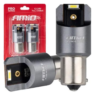 Obrázek produktu pro LED autožárovky P21W BA15S 12V-24V CANBUS bílé sada 2 ks AMiO-03593