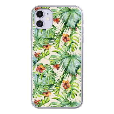 Produktbild von MuchoWow® Handyhülle Schutzhülle Hülle für iPhone 11 Blume - Blatt - Muster Silikon Softcase Handy Hülle - Handytasche