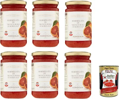 Produktbild von Agrisicilia Marmellata di "Arancia Rossa di Sicilia I.G.P.", Rote Orangenmarmelade von Sizilien I.G.P. , jam marmelade, 6x 360g + Italian Gourmet polpa 400g