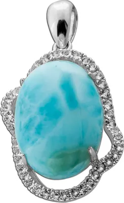 Produktbild von Larimar Anhänger Silber 925 blauer Edelstein18.2ct weiße Topase