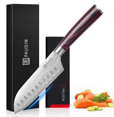 Kochmesser 13 cm, Santoku, extra scharf, Edelstahl, ergonomischer Griff