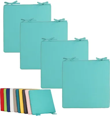 Produktbild von 4x Outdoor Stuhlkissen 40x40cm viele Farben Lounge Kissen Wasserfest Sitzkissen Garten Lotus Effekt, Farbe:Aqua