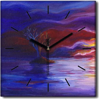 Produktbild von Coloray Uhr auf Leinwand 30x30 cm Wand Uhr Dekoration Wohnzimmer Segeltuch schwarze Hände -Wassersonnenaufgang