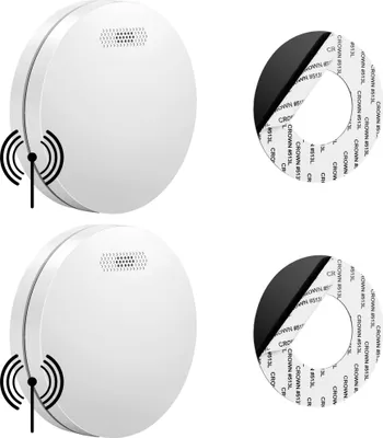 Produktbild von SAVS SM11R4 Funkvernetzter Rauchmelder 2er-Pack – 10 Jahre Batterie – Extra flaches Design – Kein LED-Licht – Montage ohne Bohren